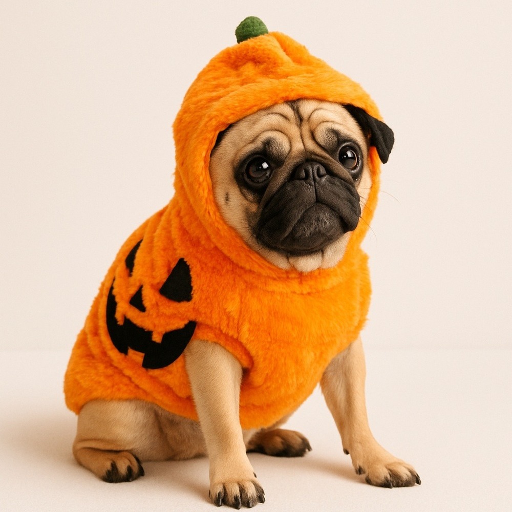 Orange Pumpkin Costume Hoodie Halloween Dog Pet Outfit‎ Jack-o-lantern Size M